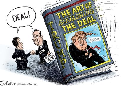 Political cartoon U.S. Trump Cruz Kasich Deal