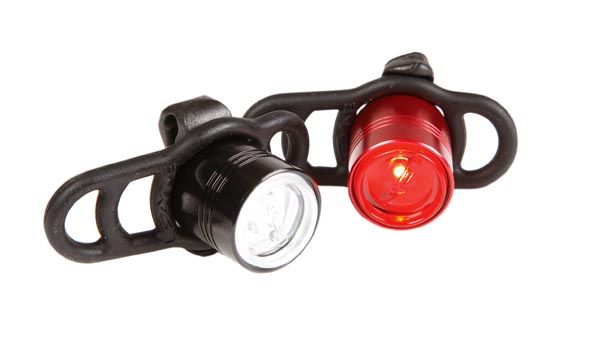 a set of small backup lights that can be wrapped around any tube on a bicycle frame to be seen and safe