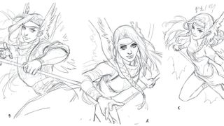 Sketches of fantasy character by artist Jana Schirmer 