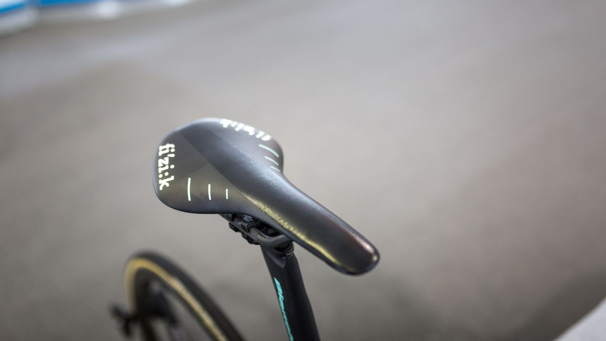 Celeste treatment for Bennett's Fizik Arione saddle