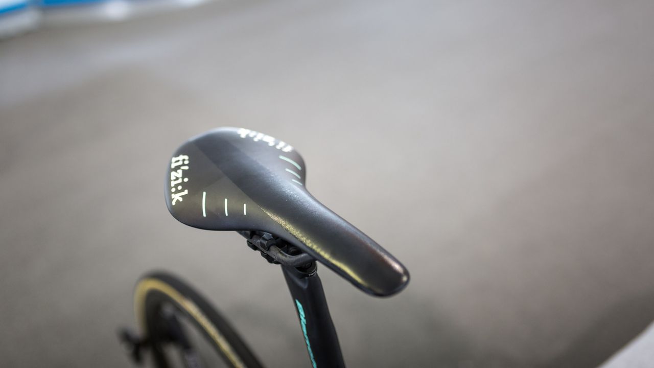 Celeste treatment for Bennett's Fizik Arione saddle