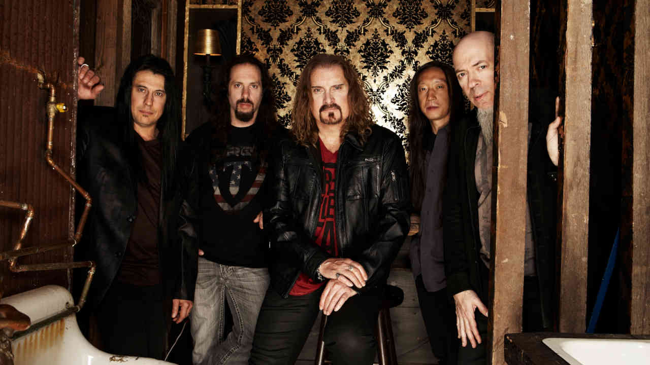 Dream Theater in a recording studio in 2013