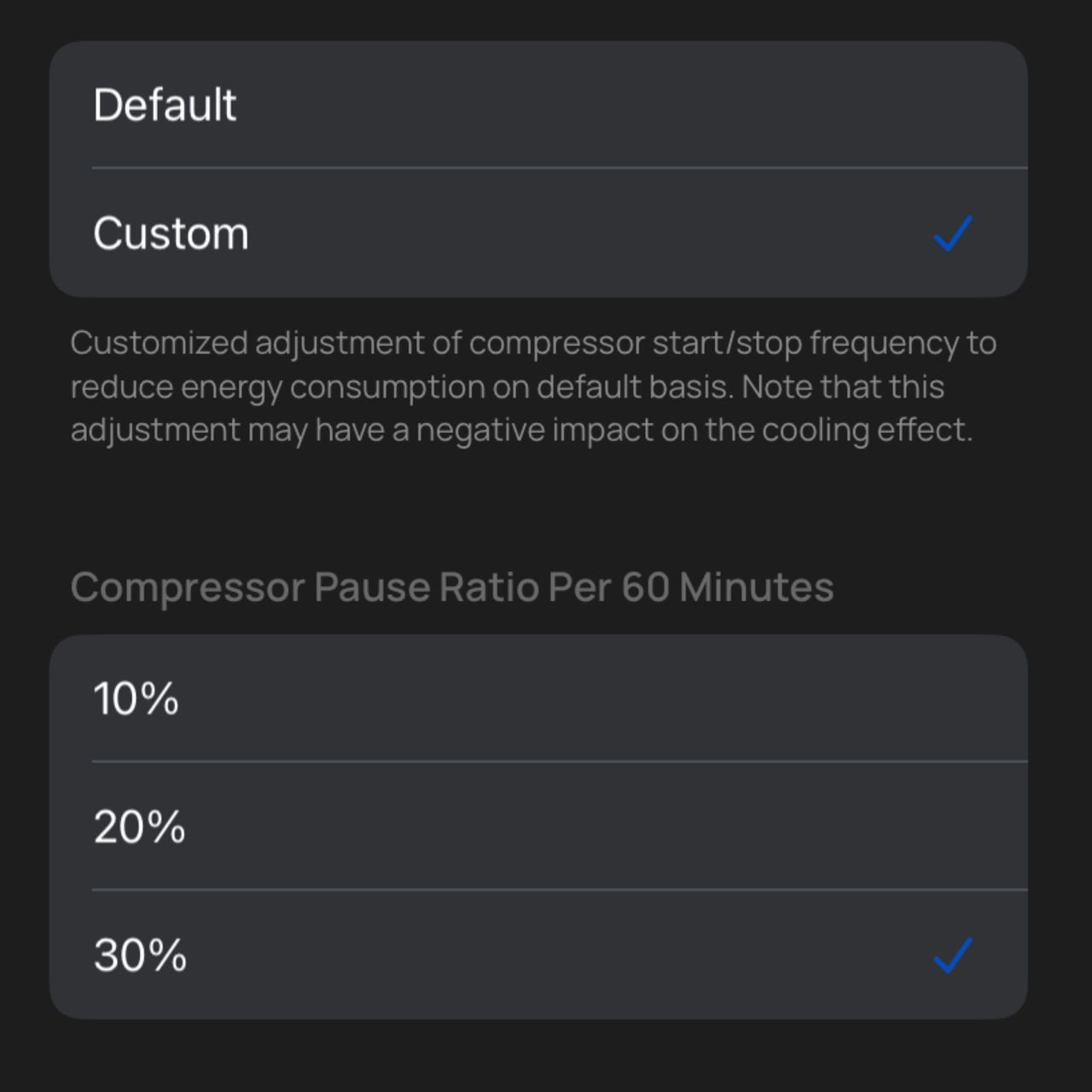 Custom option for Eco mode in the app for the Dreo 318s portable air conditioner
