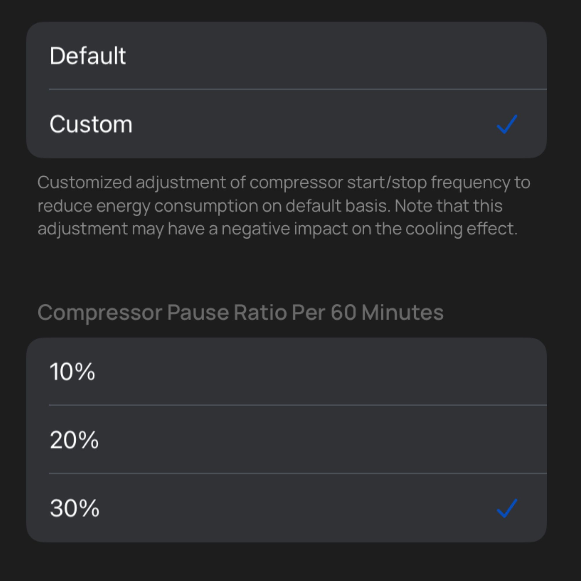 Custom option for Eco mode in the app for the Dreo 318s portable air conditioner