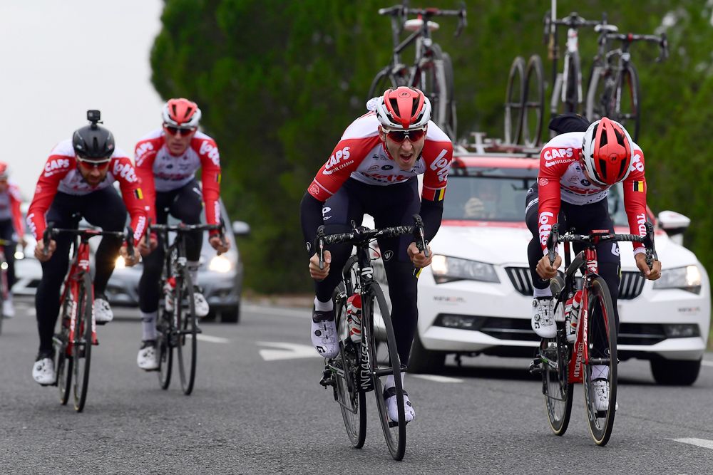 Jasper De Buyst gets in some sprint work at Lotto Soudal camp