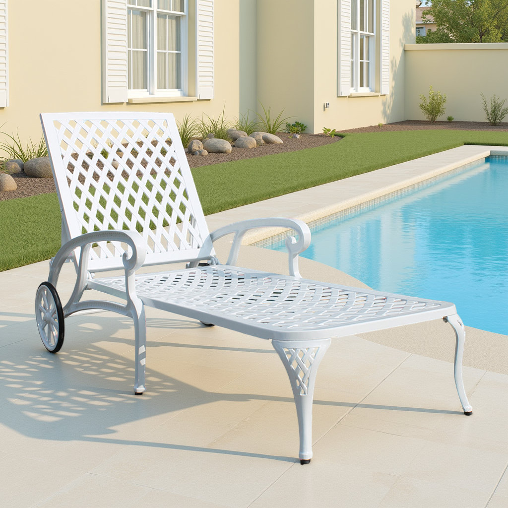 Canora Grey 1-Piece Reclining Aluminum Lounge Chair With Wheels,weatherproof Outdoor Patio Chair for Poolside | Wayfair