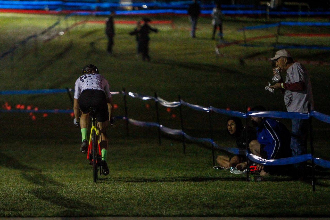 Maghalie Rochette (CX Fever) rides with a gap on the rest of the field