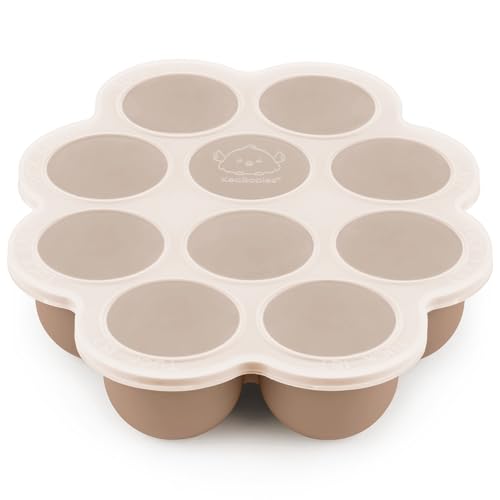 Keababies Silicone Food Freezer Trays With Lid, 2oz X 10 Pods Baby Food Storage Containers, Easy Puree Meal Prep, Breast Milk Silicone Freezer Molds, Dishwasher, Microwave Safe,bpa-Free(chai Latte)