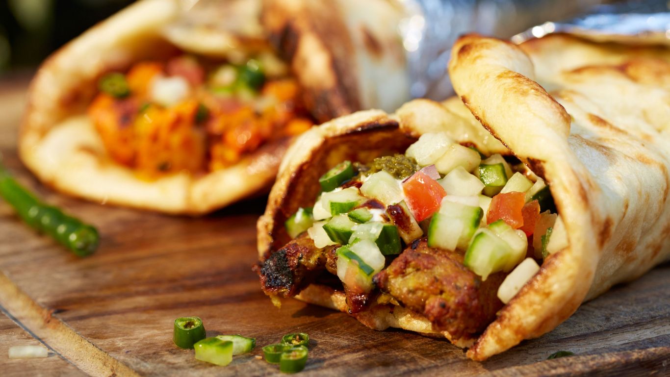 Lamb wraps use leftover lamb and Tandoori spices for these mega wraps