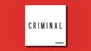The logo of the Criminal podcast on a red background