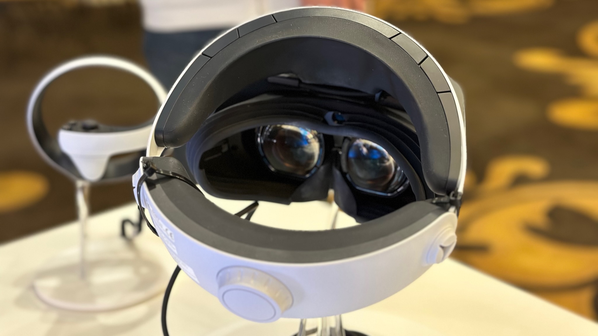 Close-up of the Playstation VR2 lenses