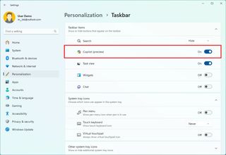 Copilot enable in Taskbar