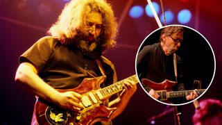Main Image&ndash;Jerry Garcia of The Grateful Dead performs on stage, circa 1981; Secondary Image&ndash;Al Di Meola playing Jerry Garcia's Tiger guitar