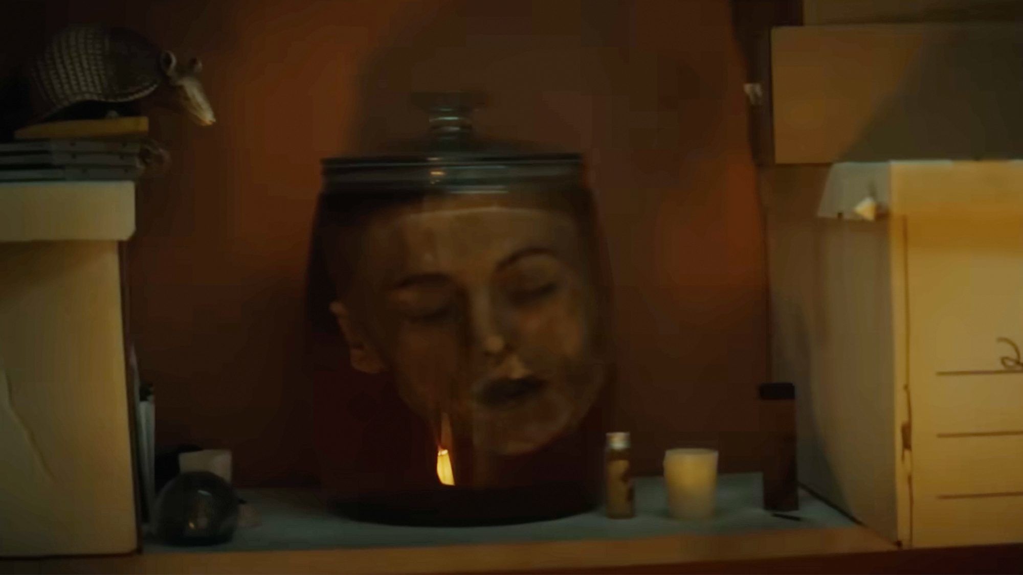 A head in a jar in Nimrods