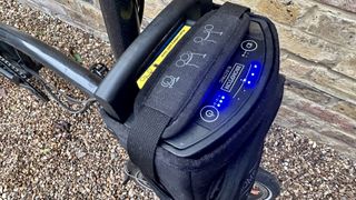 a photo of the battery pack on the Brompton Electric P Line