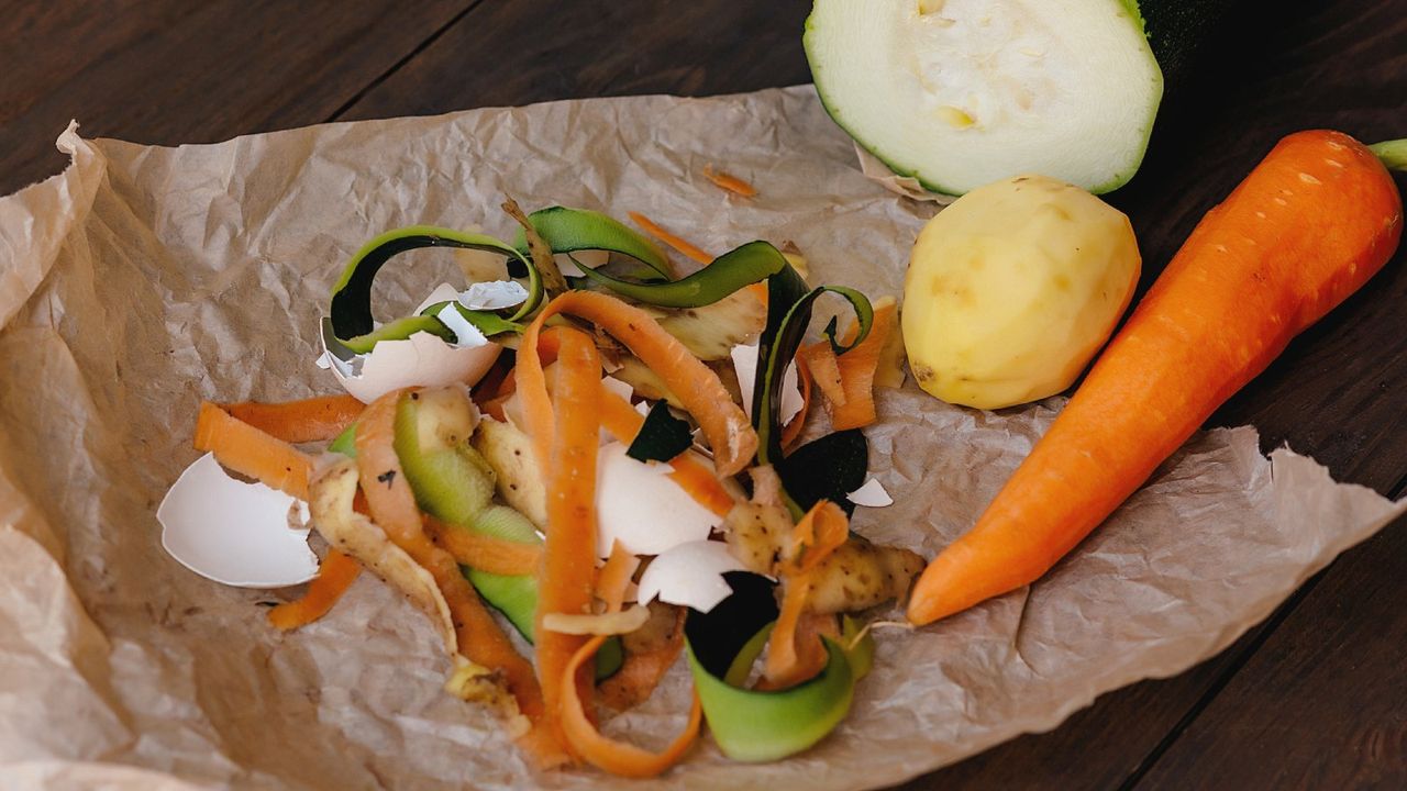 vegetable scraps on table