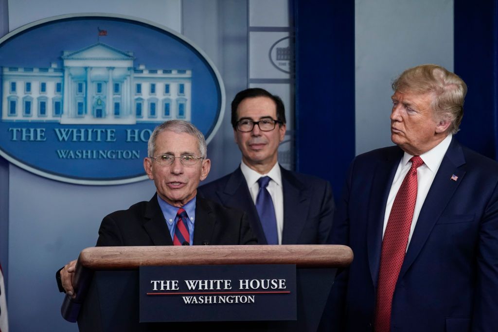 Fauci, Mnuchin, Trump