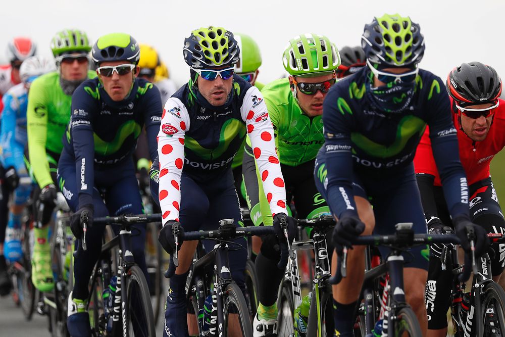 Jon Izaguirre rides in the pack during the second stage of Paris-Nice.