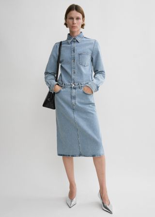 Denim Midi Skirt Cool Blue