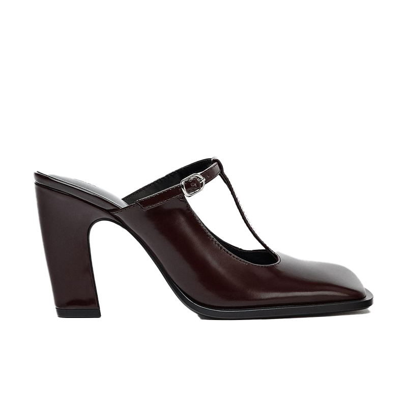 zara brown leather mules