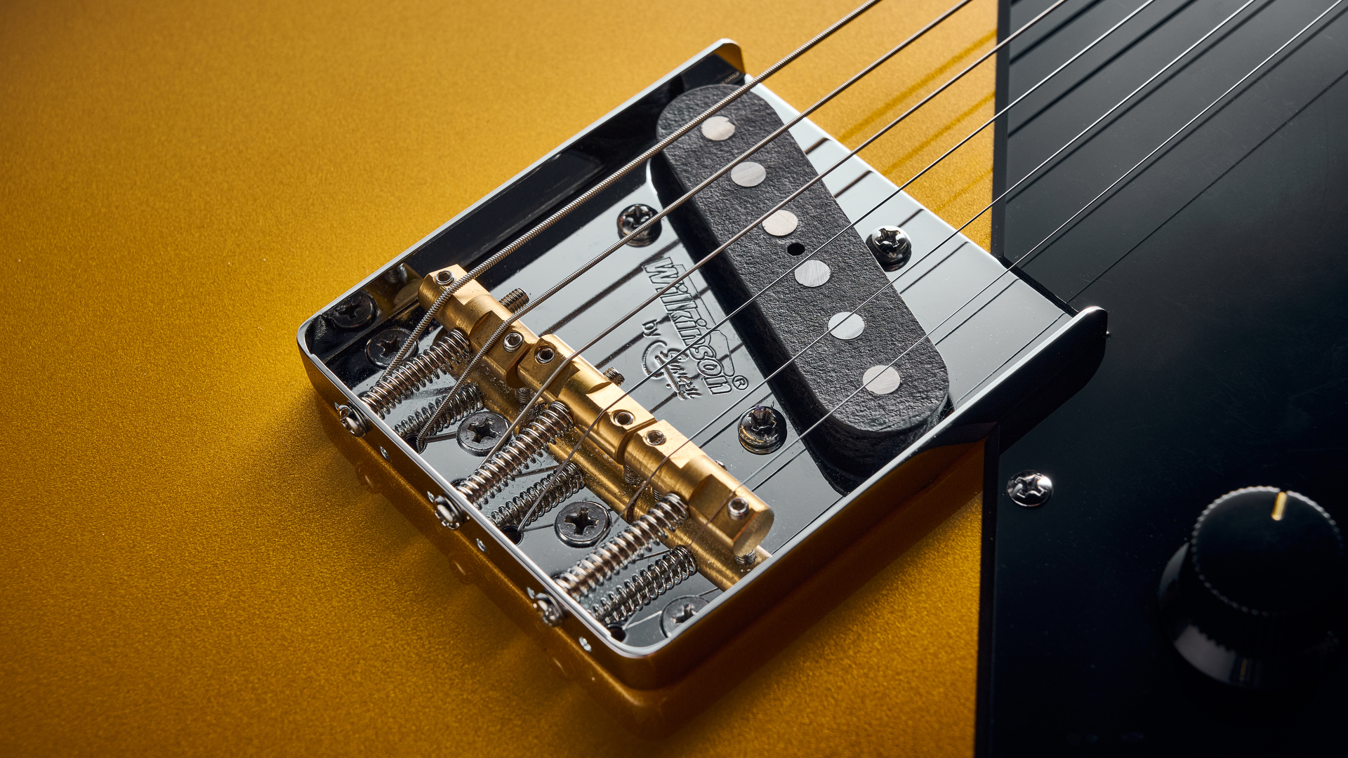 The bridge pickup of the Baum Verve electric guitar