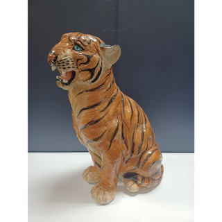 1960s Large Paper Mache Sitting Tiger statue