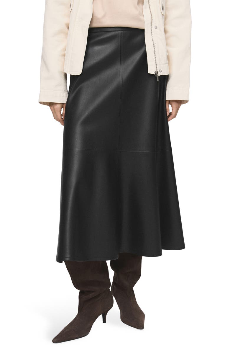 Paris Faux Leather A-Line Midi Skirt