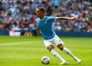 Manchester City's Leroy Sane during The FA Community Shield between Liverpool and Manchester City at Wembley Stadium on August 04, 2019 in London, England.