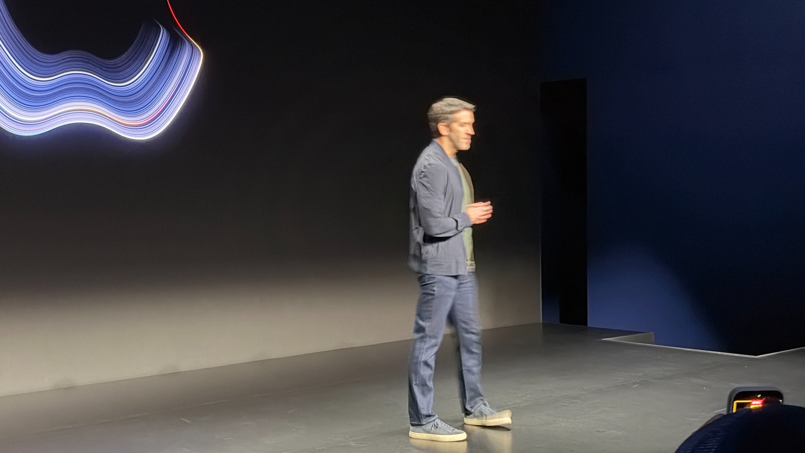 John Ternus on stage at Apple's 'Pro and Tell' event