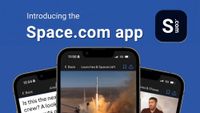 A collage of Space.com news on the new Space.com app for Android and Apple phones.