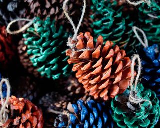 An assortment of wax-dipped pine cones