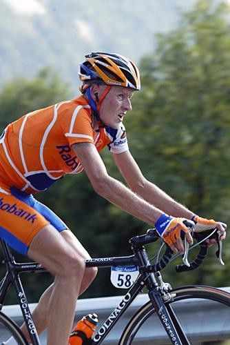 Mickael Rasmussen (Rabobank) looks up towards the finish on the way to his win.