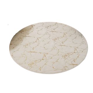 A white rug with a gold marble texture