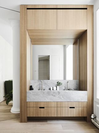 Bathroom island at Union Square Loft redone by Worrell Yeung and Colony Design