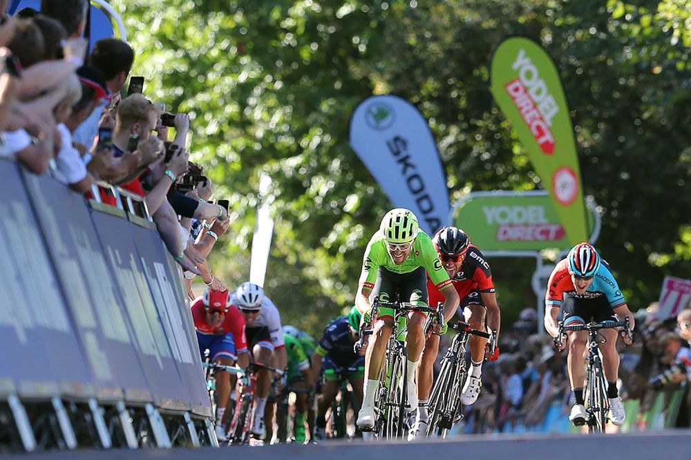 The leaders close in in the finish during stage 5 at the Tour of Britain.