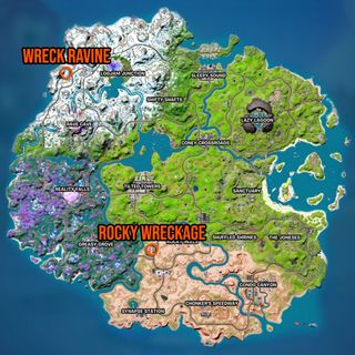 Fortnite Wreck Ravine and Rocky Wreckage map