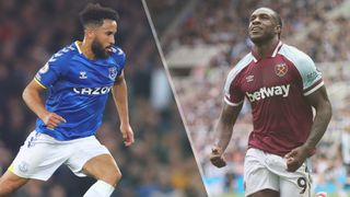 Andros Townsend of Everton and Michail Antonio of West Ham United 