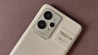 Realme GT 2 Pro review: phone camera lenses on a grey background