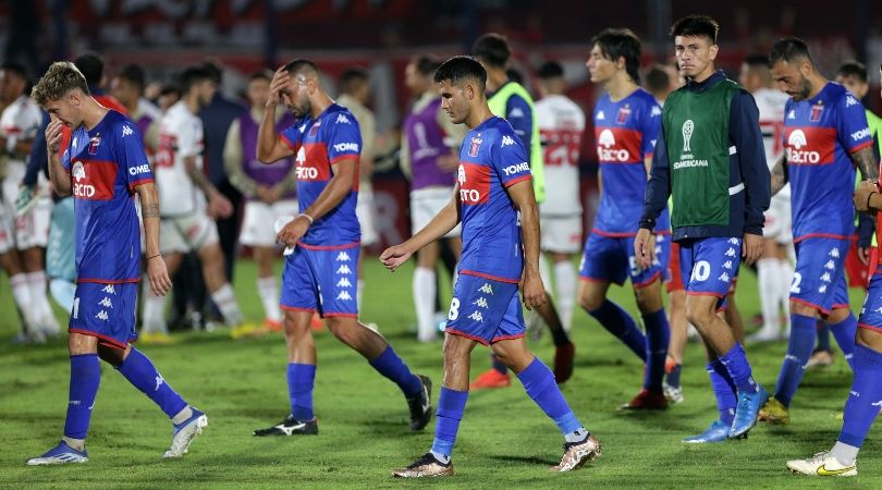 Tigre players leave the pitch after their 2-0 defeat to Sao Paulo in the Copa Sudamericana on Thursday.