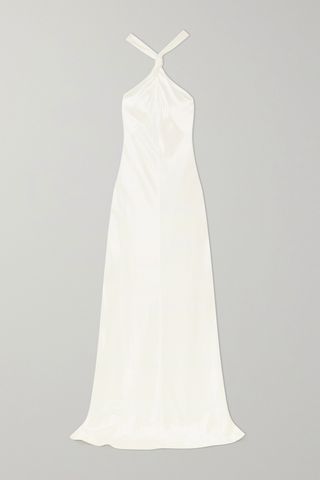 Santorini Twisted Halterneck Silk-Satin Gown