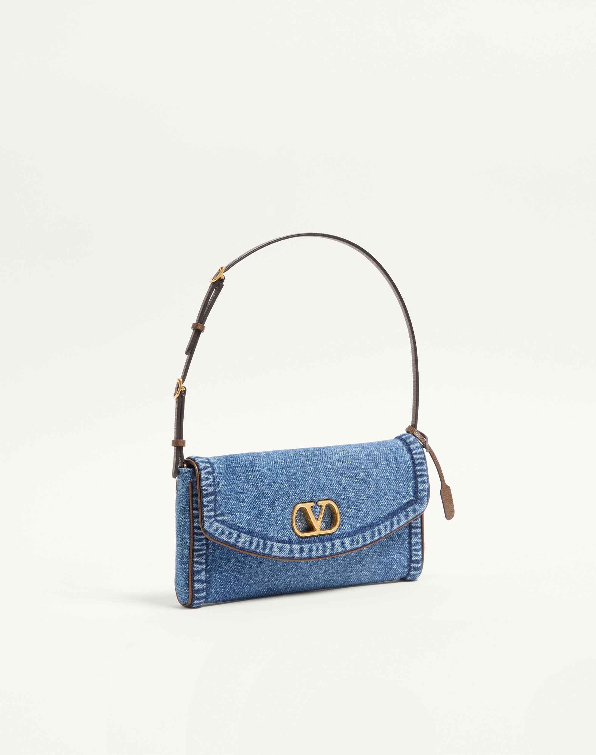 valentino garavani, DeVain Small Denim Shoulder Bag