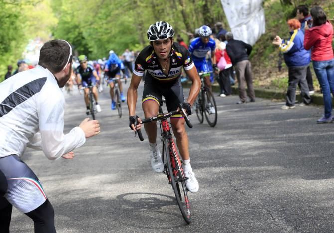 Fabio Duarte (Colombia) on the attack in the stage 16 finale