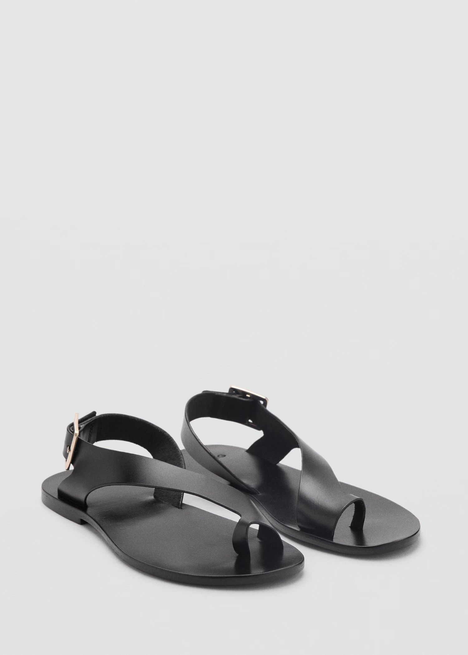 MANGO, Leather Sandals With Cross Strap - Women | Mango United Kingdom