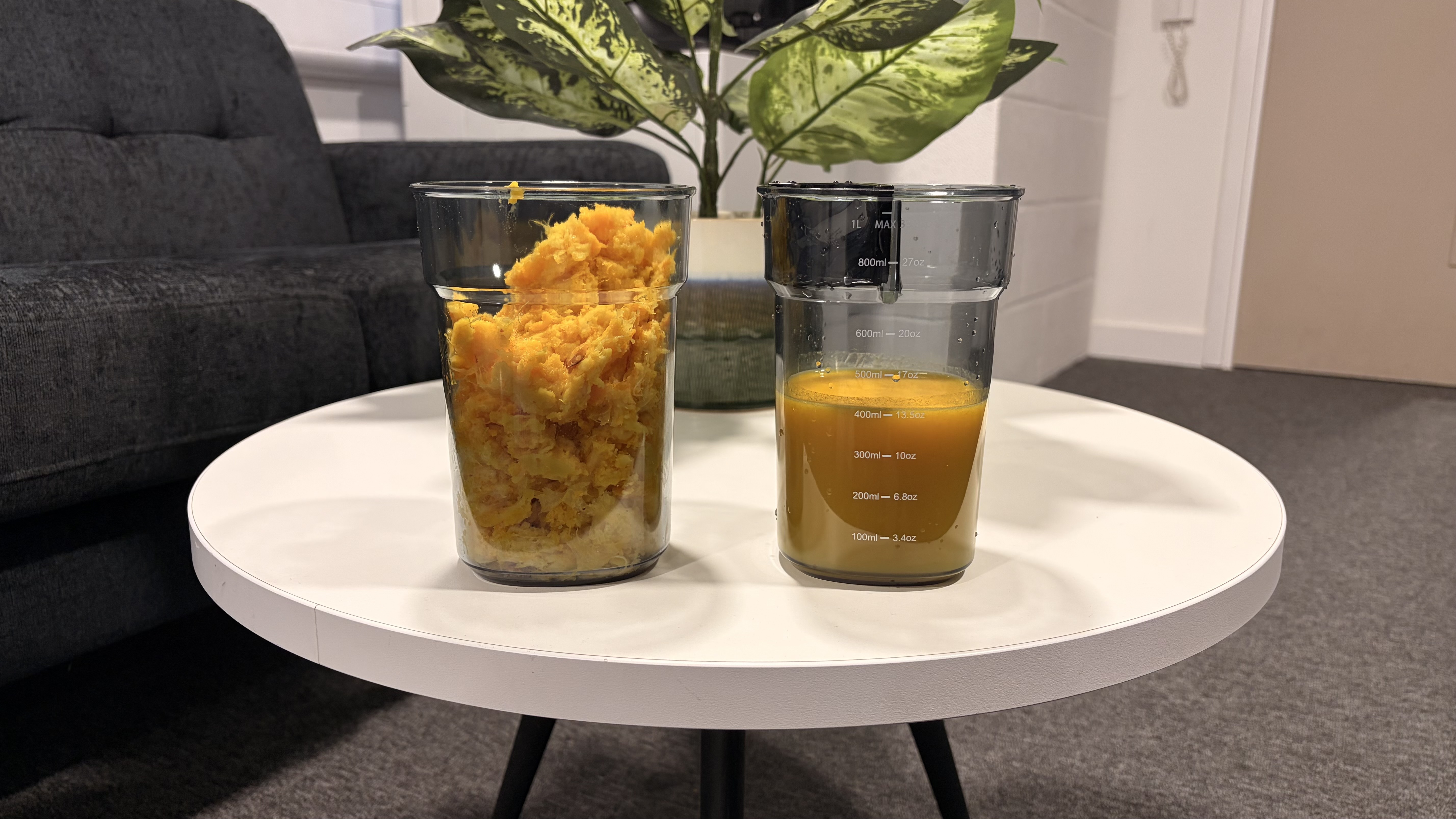 Citrus juice and pulp made using the Puraflows Auramist Cold Press Juicer