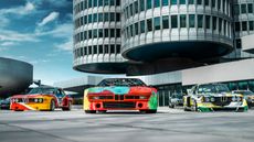 The BMW Art Cars in front of BMW Tower in Munich