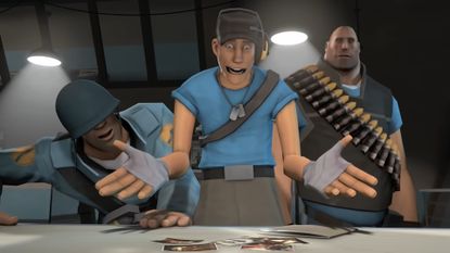 Team Fortress 2 characters looking at a map