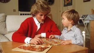 Princess Diana Helping Prince William With A Jigsaw Puzzle