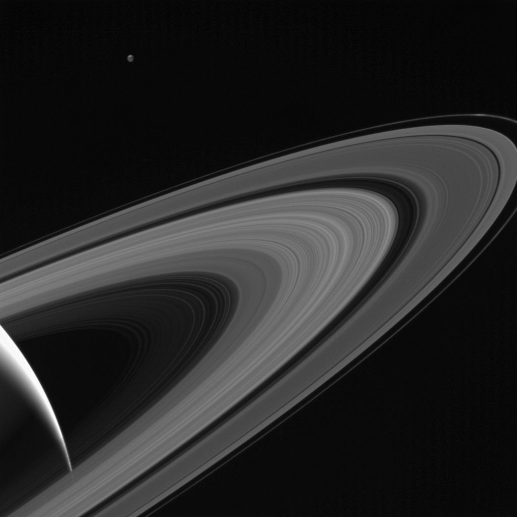 Saturn Moon Tethys Shines Above Rings in Gorgeous Photo | Space