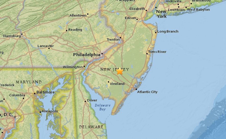 New Jersey Sonic Booms Map