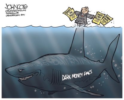 Editorial cartoon U.S. 2016 Election dark money